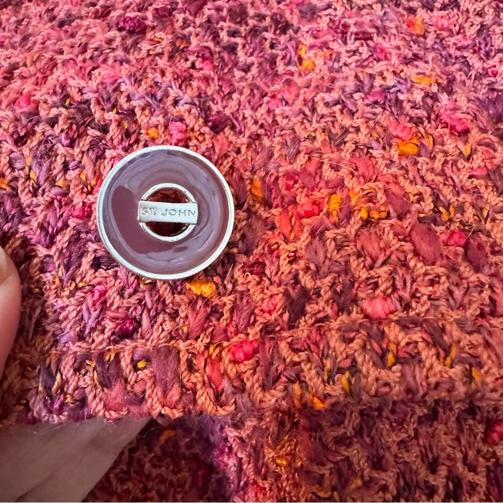 St. John Chic Pink and Orange Tweed Jacket - Picture 4 of 11
